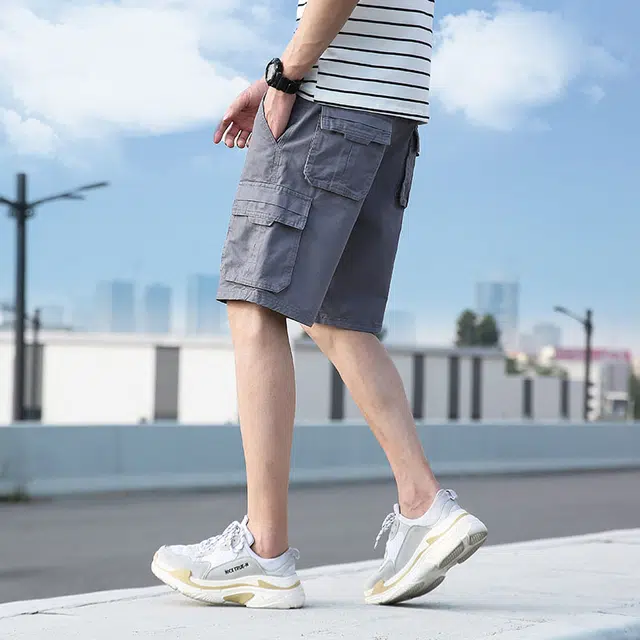 雅鹿 纯棉百搭潮牌宽松篮球裤薄款运动休闲五分工装短裤 男款