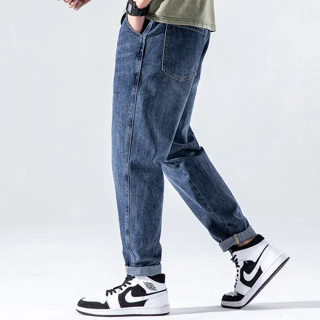 雅鹿 直筒休闲宽松牛仔裤 男款 蓝色