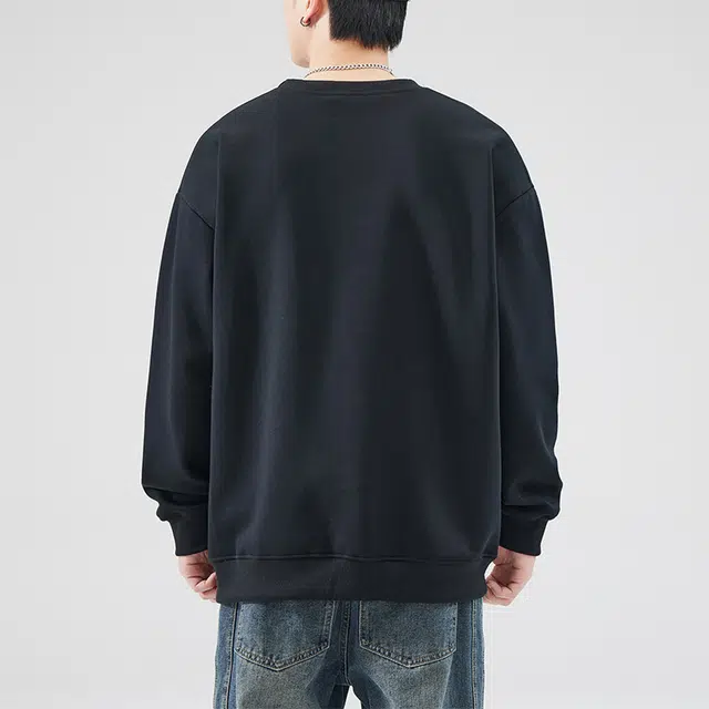 雅鹿 国风宽松圆领长袖国潮衣服落肩卫衣 男款