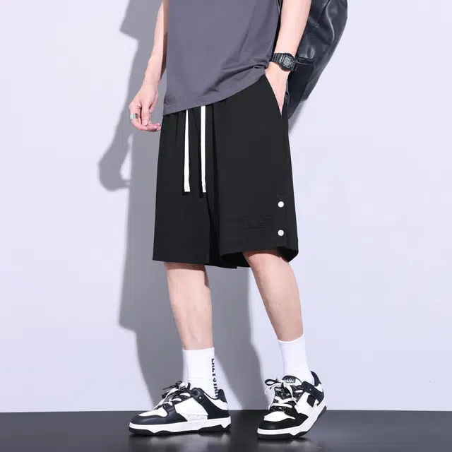 雅鹿 抽绳透气宽松直筒休闲短裤 男款