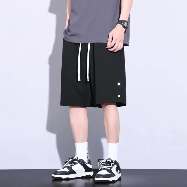 雅鹿 抽绳透气宽松直筒休闲短裤 男款