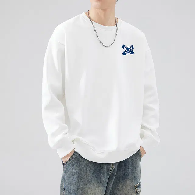 雅鹿 美式宽松百搭卡通印花圆领套头长袖卫衣 男款