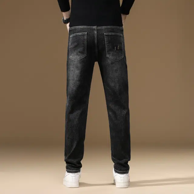 雅鹿 美式百搭复古水洗直筒潮牌牛仔裤 男款 深灰