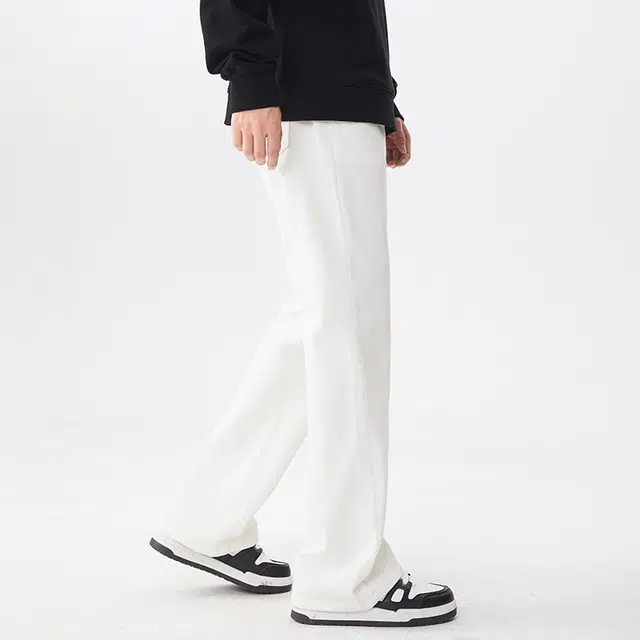 雅鹿 纯棉宽松阔腿微喇水洗耐磨百搭高腰休闲牛仔裤 男女同款