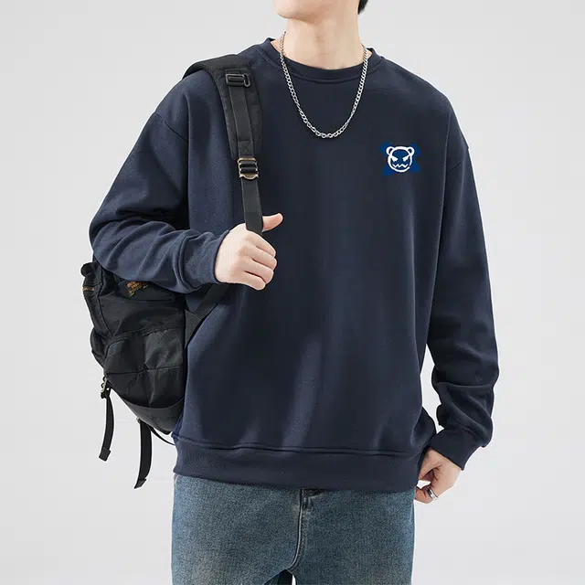 雅鹿 美式宽松百搭卡通印花圆领套头长袖卫衣 男款