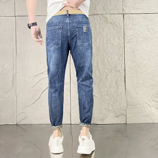 雅鹿 高街潮牌休闲百搭直筒水洗牛仔裤 男款