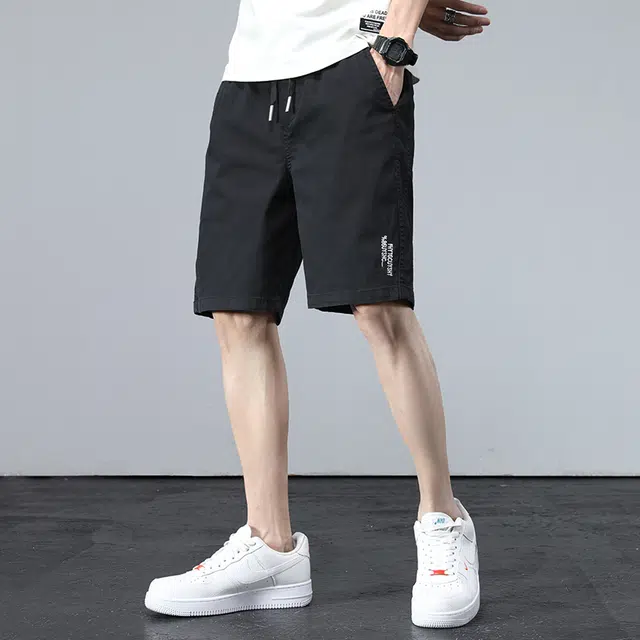 雅鹿 薄款直筒宽松阔腿五分休闲短裤 男款