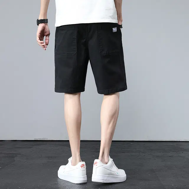 雅鹿 薄款直筒宽松阔腿五分休闲短裤 男款