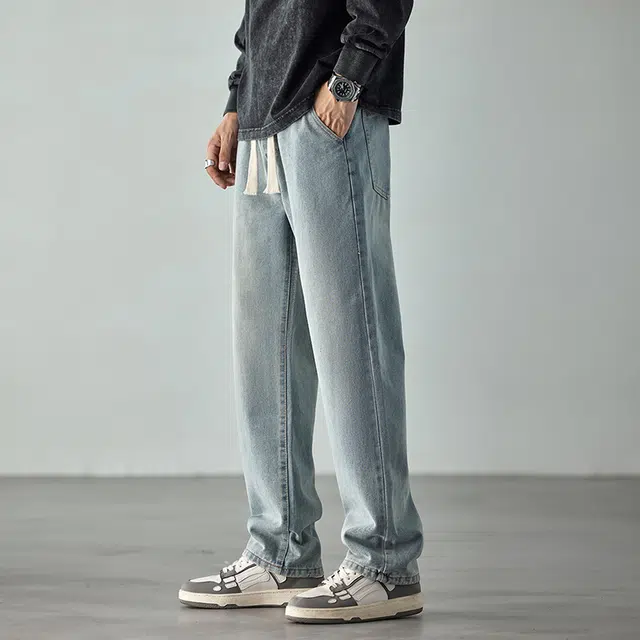 雅鹿 宽松舒适直筒宽松百搭牛仔裤 男款