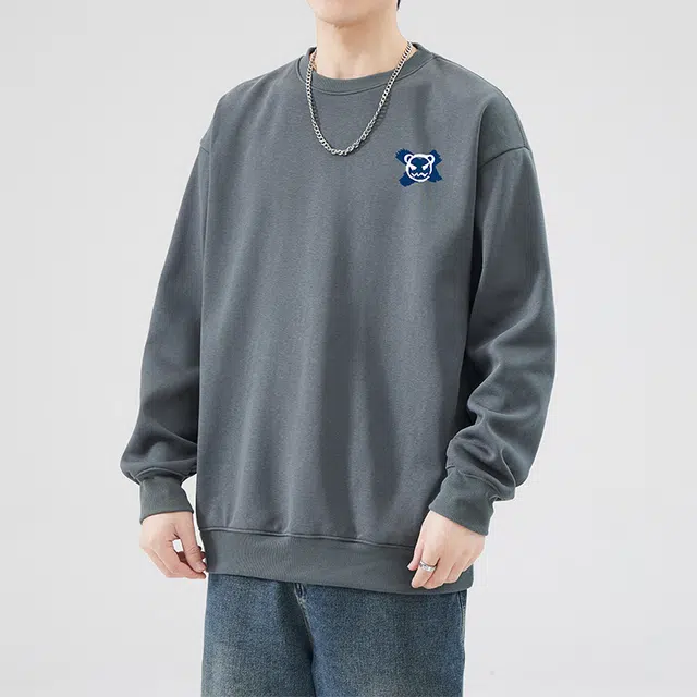雅鹿 美式宽松百搭卡通印花圆领套头长袖卫衣 男款