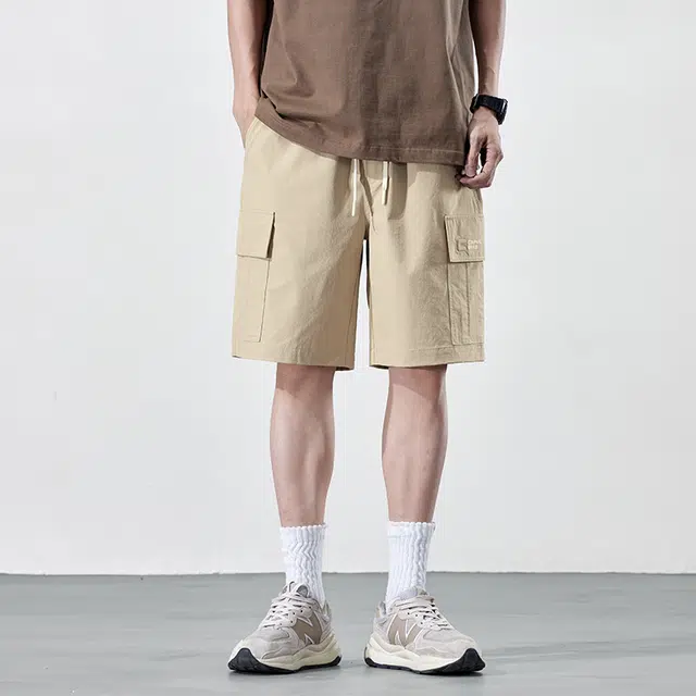 雅鹿 薄款直筒宽松百搭系带休闲短裤 男款