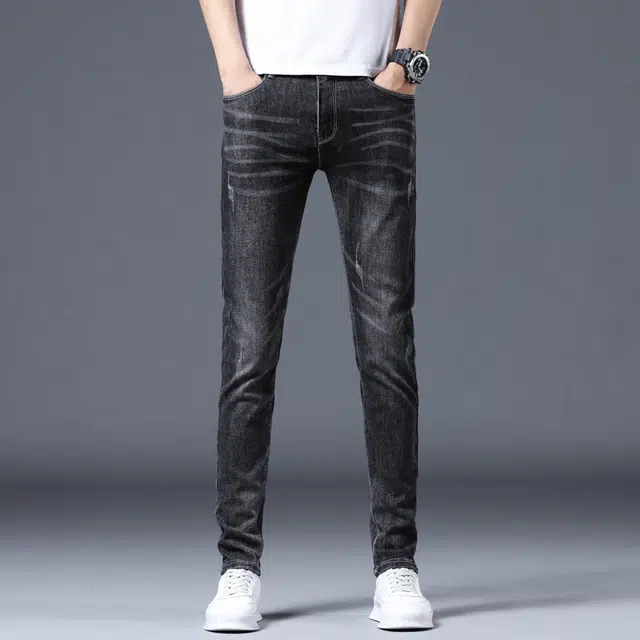 雅鹿 休闲水洗耐磨中腰修身直筒中式轻商务百搭牛仔裤 男款