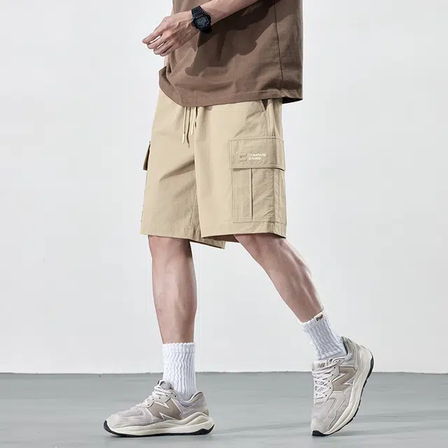 雅鹿 薄款直筒宽松百搭系带休闲短裤 男款