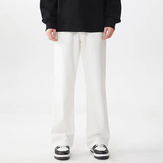 雅鹿 纯棉宽松阔腿微喇水洗耐磨百搭高腰休闲牛仔裤 男女同款