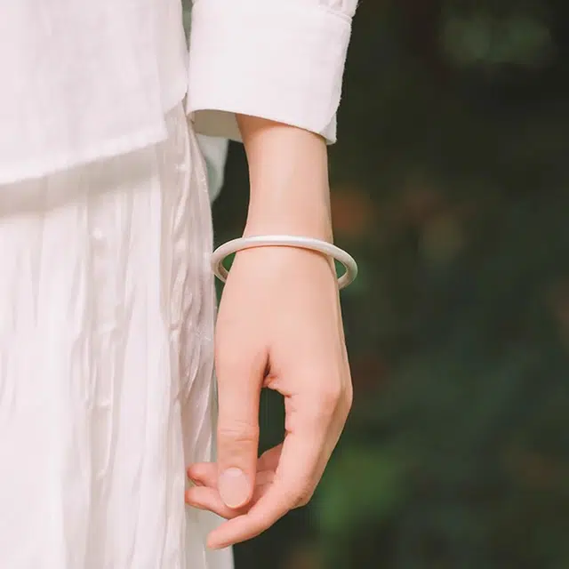 谧月珠宝 古法传承手工实心光面磨砂镯子 显年轻复古温柔小众 国潮新中式复古优雅气质古风 合金 手镯 男女同款情侣款