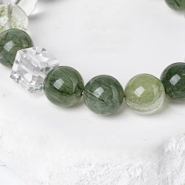 谧月珠宝 纳福财源广进能量石 新中式小众轻奢风高级感串珠 净化磁场水逆退散有成好运天然 绿幽灵 手串 男女同款情侣款