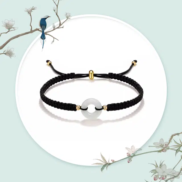 谧月珠宝 事事顺心平安扣编绳链  转运平安招财进宝 小众创意设计感好运连连手编 玛瑙 手链 男女同款情侣款