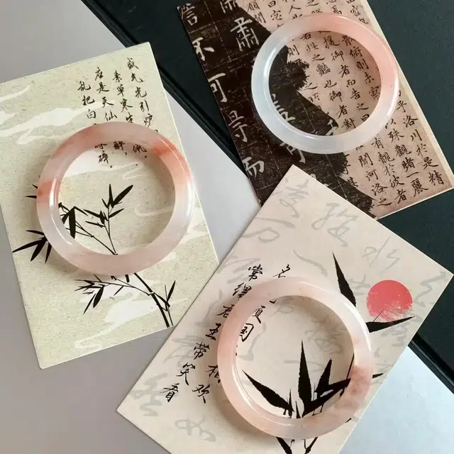 谧月珠宝 桃花酿宽版新中式国潮古风精致 轻奢气质优雅高级感甜美 玛瑙 玉石手镯 女款