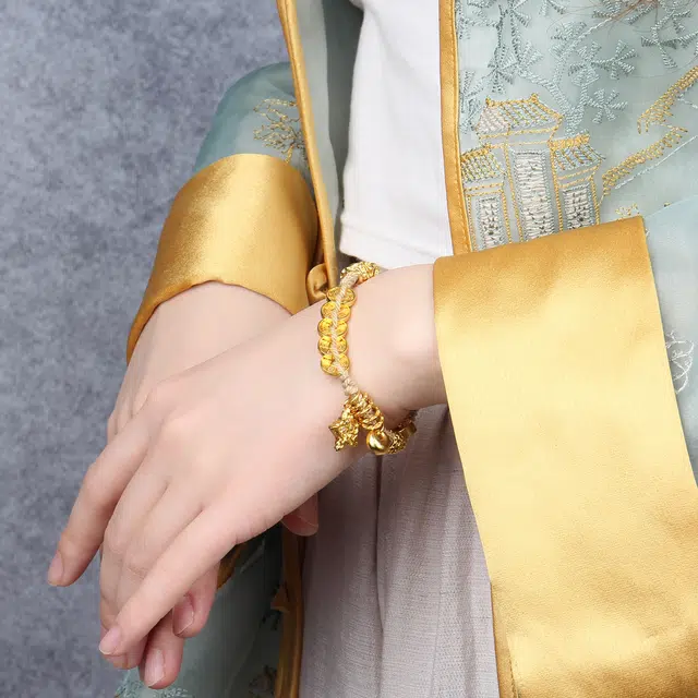 谧月珠宝 吉祥如意 新中式国潮风可爱公主风星星黄财神盘缠招财纳福手工编织绳百搭通勤 合金 手链 男女同款情侣款