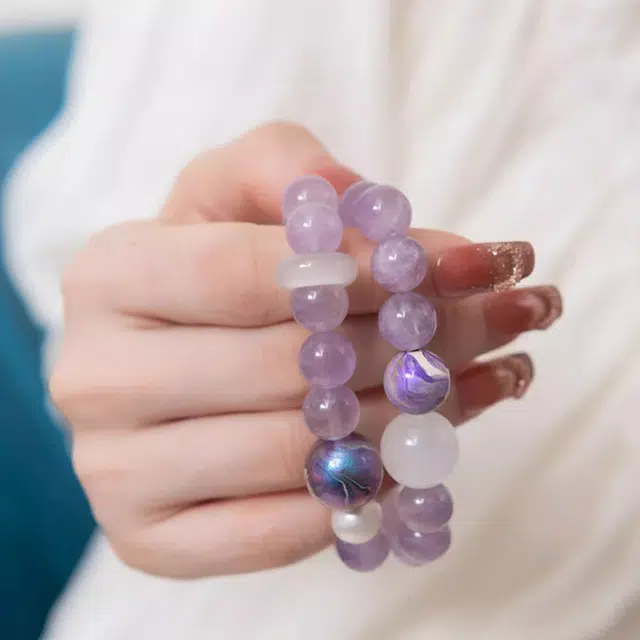 谧月珠宝 紫气东来 学业进步 前程似锦 事业有成 新中式国潮国风小众设计天然 紫水晶 手串 男女同款情侣款