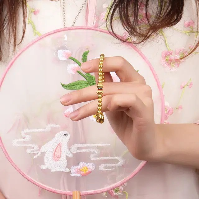 谧月珠宝 步步生莲 新中式国潮福满人间民族风 久不掉色古法莲花转运珠 高级优雅复古小众百搭 合金 手串 男女同款情侣款