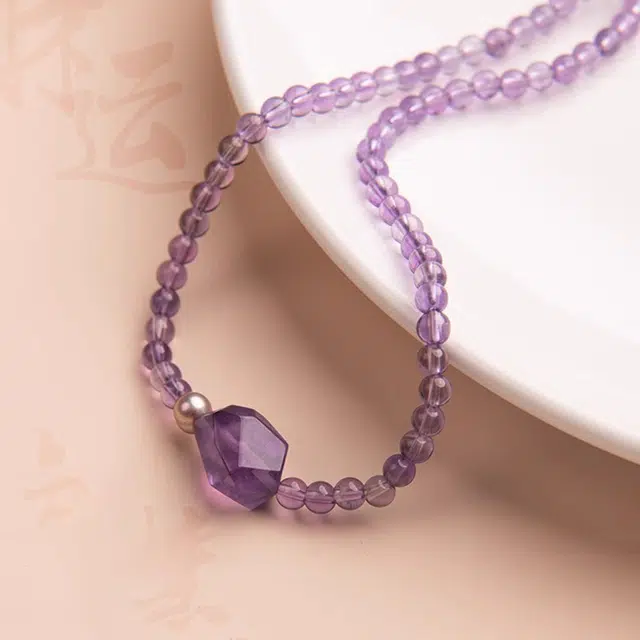 谧月珠宝 紫气东来水逆退散学业进步前程似锦新中式国潮精美礼盒小众设计精致时尚百搭轻奢风好运天然 紫水晶 手串 男女同款情侣款