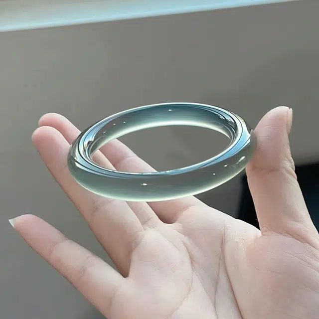 【一物一证】 谧月珠宝 冰透蓝色之谜库里蓝 光滑圆润细腻 新中式国潮清冷感温婉古风气质旗袍 轻奢 玛瑙 手镯 女款