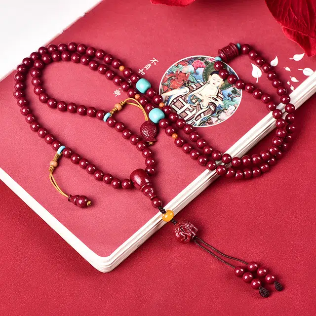 谧月珠宝 年年有余高含量紫金砂吉祥如意招财进宝福禄平安可手持多圈毛衣链小众设计匠心工艺 再造辰砂朱砂 项链 男女同款情侣款