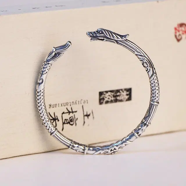 谧月珠宝 小众转运 学生简约手工个性开口可调节复古今生前世 国潮三生三世黑龙系列 合金 手镯 男款
