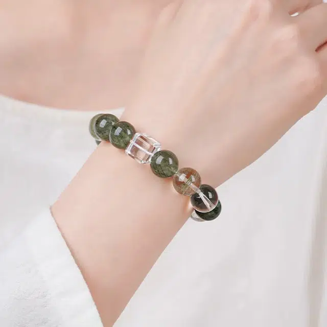 谧月珠宝 纳福财源广进能量石 新中式小众轻奢风高级感串珠 净化磁场水逆退散有成好运天然 绿幽灵 手串 男女同款情侣款