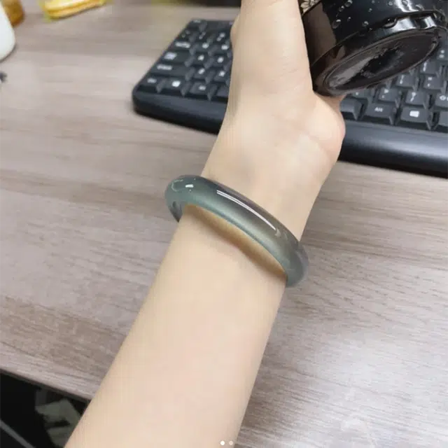 谧月珠宝 新中式国潮古风清冷感汉服旗袍正圈库里蓝 遇见美好甜蜜饰爱古典雅致设计轻奢通勤 玛瑙 玉石手镯 女款