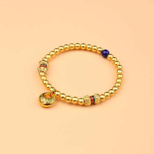 谧月珠宝 步步生莲 新中式国潮福满人间民族风 久不掉色古法莲花转运珠 高级优雅复古小众百搭 合金 手串 男女同款情侣款