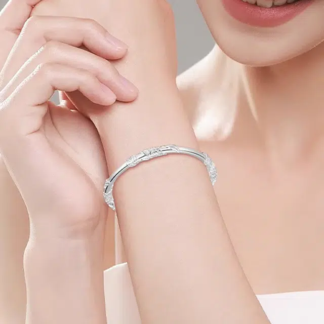 谧月珠宝 繁花似锦 推拉年轻  小众高级感 可调节素圈叠戴 实心简约 新中式小众高级感 国风雕刻轻奢古法 合金 手镯 女款