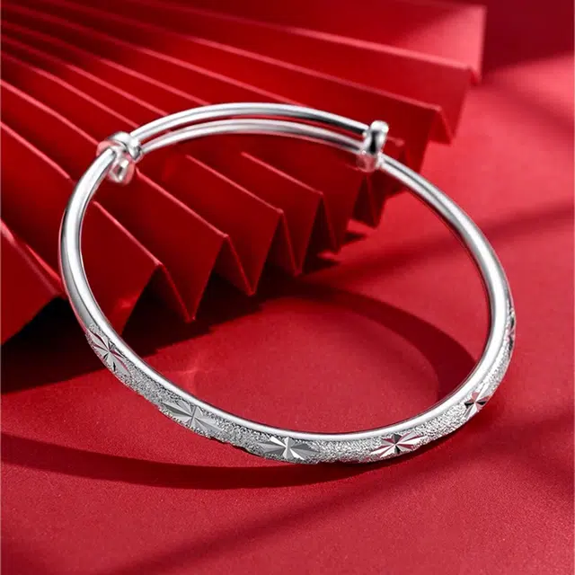 谧月珠宝 大气显年轻小众设计莫比乌斯环系列开口可调节轻奢素圈设计新中式国潮风满天星系列繁花似锦 合金 手镯 女款