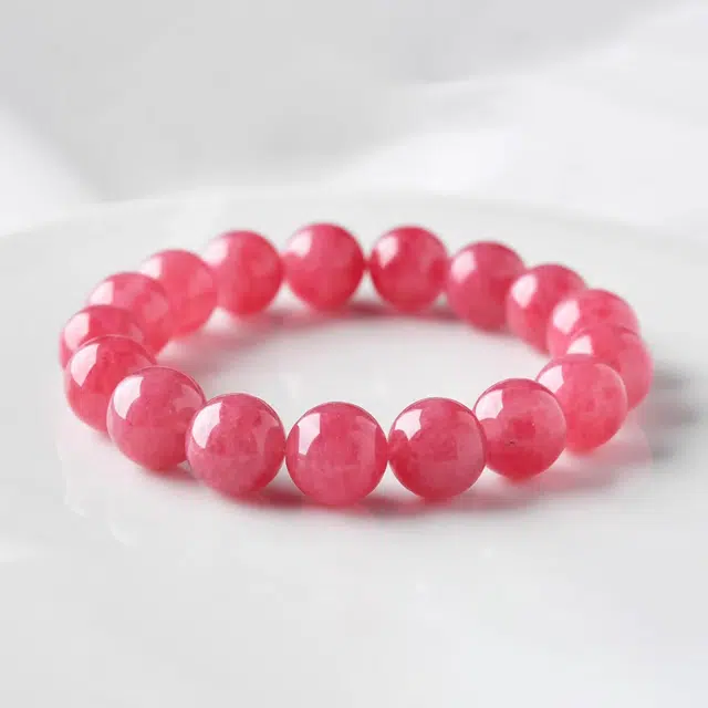 谧月珠宝 新中式转运上岸招桃花好运小众简约高级设计感甜美手饰天然 蔷薇石 手串 男女同款情侣款