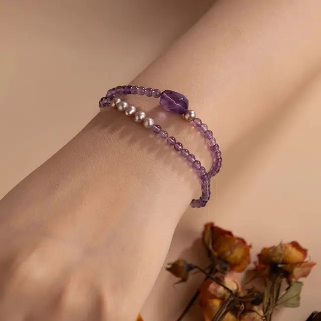 谧月珠宝 紫气东来水逆退散学业进步前程似锦新中式国潮精美礼盒小众设计精致时尚百搭轻奢风好运天然 紫水晶 手串 男女同款情侣款