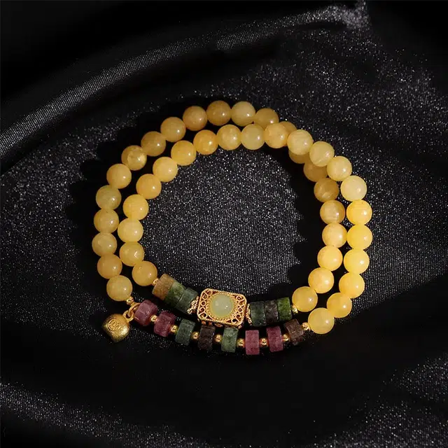 谧月珠宝 招财进宝 成功上岸 新中式轻奢天然 黄水晶 手串 男女同款情侣款