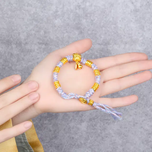 谧月珠宝 新中式国潮中国风招财纳福醒狮手工编织绳轻奢精致小清新吉祥如意古法铃铛百搭出勤必备好运 合金 手链 男女同款情侣款
