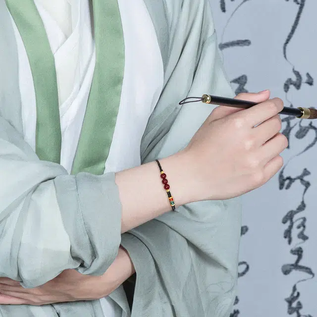 谧月珠宝 转运锦鲤 新中式小众高级感复古国风 本命年招财平安转运珠 优雅精致个性甜美好运 朱砂 手链 男女同款情侣款