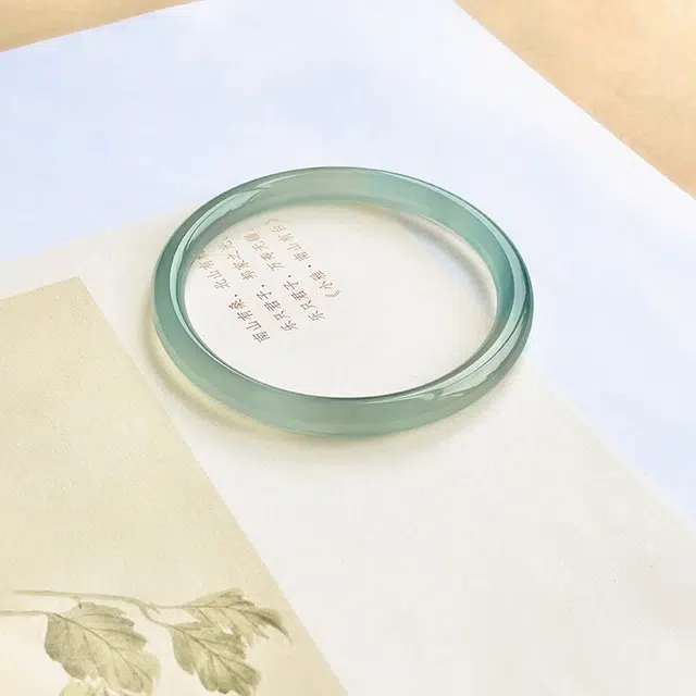 谧月珠宝 新中式 国潮风 冰翠油青美人条 一步一响国风复古叮当 清新雅致 玛瑙 手镯 女款 精美礼盒