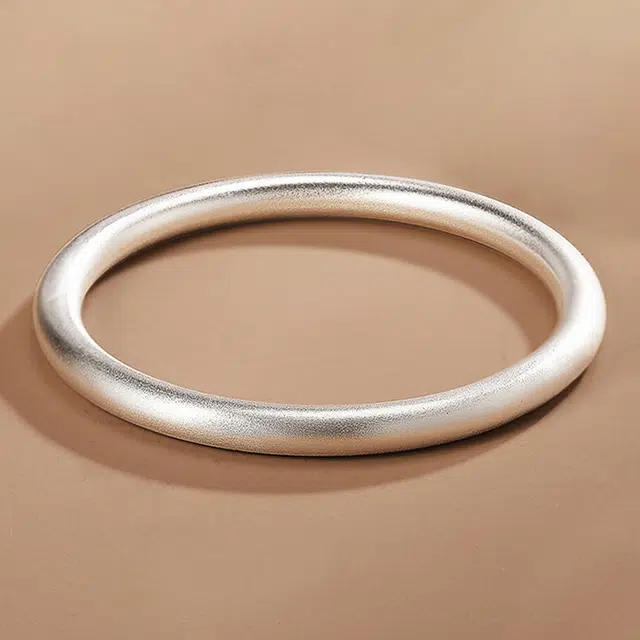 谧月珠宝 古法传承手工实心光面磨砂镯子 显年轻复古温柔小众 国潮新中式复古优雅气质古风 合金 手镯 男女同款情侣款