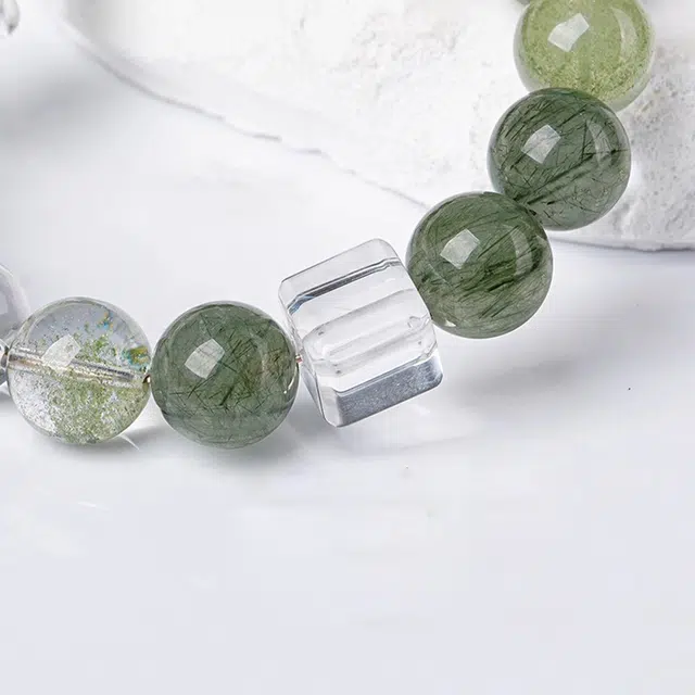 谧月珠宝 纳福财源广进能量石 新中式小众轻奢风高级感串珠 净化磁场水逆退散有成好运天然 绿幽灵 手串 男女同款情侣款