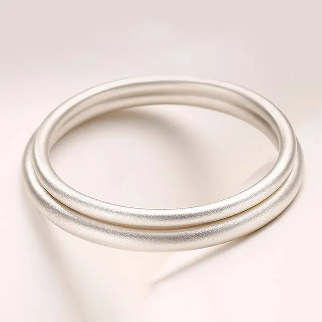 谧月珠宝 古法传承手工实心光面磨砂镯子 显年轻复古温柔小众 国潮新中式复古优雅气质古风 合金 手镯 男女同款情侣款