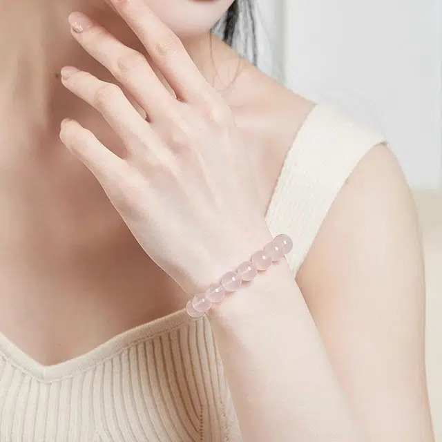 谧月珠宝 爱情之石 吸引正缘美满幸福桃花旺人缘心简约精致百搭桃花粉韵甜甜蜜蜜好运天然 粉水晶 手串 男女同款情侣款