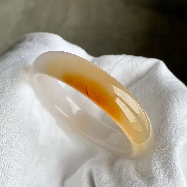 谧月珠宝 一口蛋黄 简约精致甜美国风古韵轻奢气质优雅 小清新森系小众设计新中式国潮 旗袍汉服 玛瑙 玉石手镯 女款