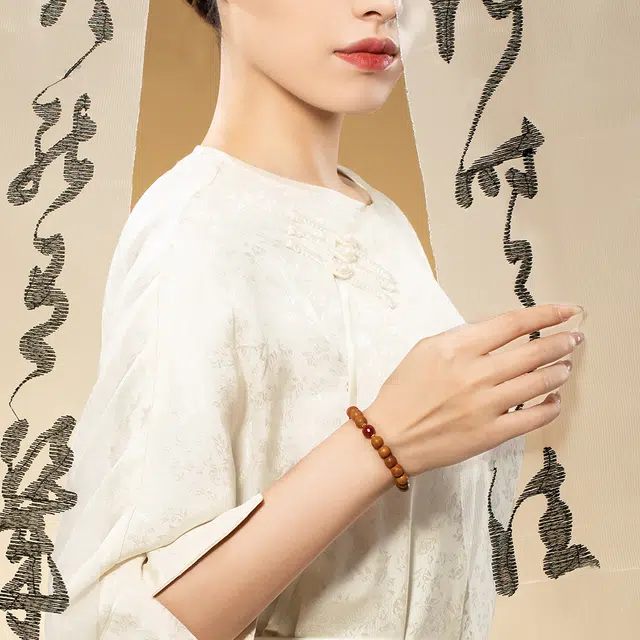 谧月珠宝 新中式国潮复古简约时尚小众设计转运珠诸事顺利时来运转文玩佛珠经典通勤百搭轻奢风礼盒好运 桃木 木作手串 男女同款情侣款