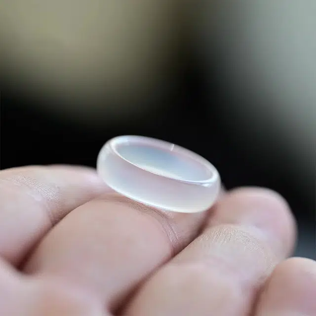 谧月珠宝 白月光荔枝冻 精致冰透莹润光滑剔透 新中式 复古 国风 国潮 古风雅韵气质清冷感 玛瑙 戒指 女款