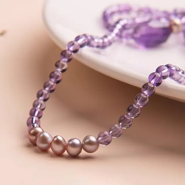 谧月珠宝 紫气东来水逆退散学业进步前程似锦新中式国潮精美礼盒小众设计精致时尚百搭轻奢风好运天然 紫水晶 手串 男女同款情侣款