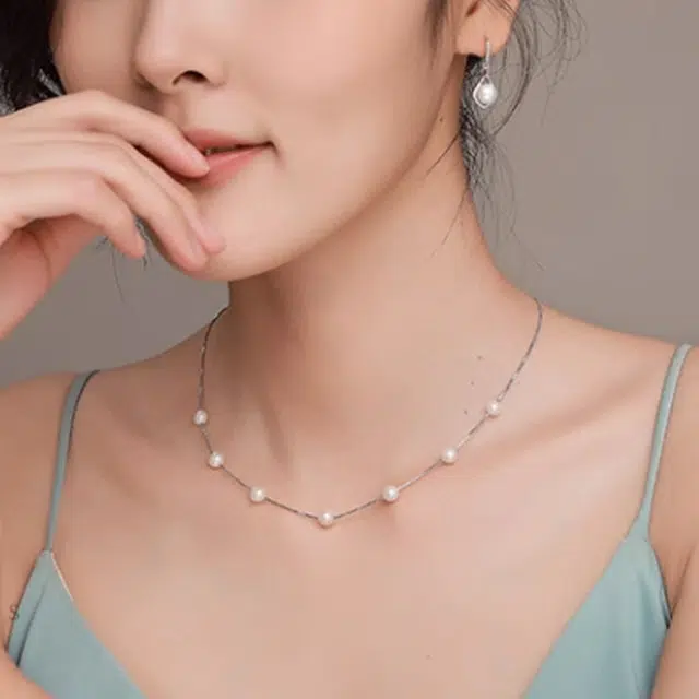 谧月珠宝 满天星小众高级感优雅轻奢贵气 精致名媛风梦幻极简个性时尚法式潮流 合金 贝珠 项链 女款