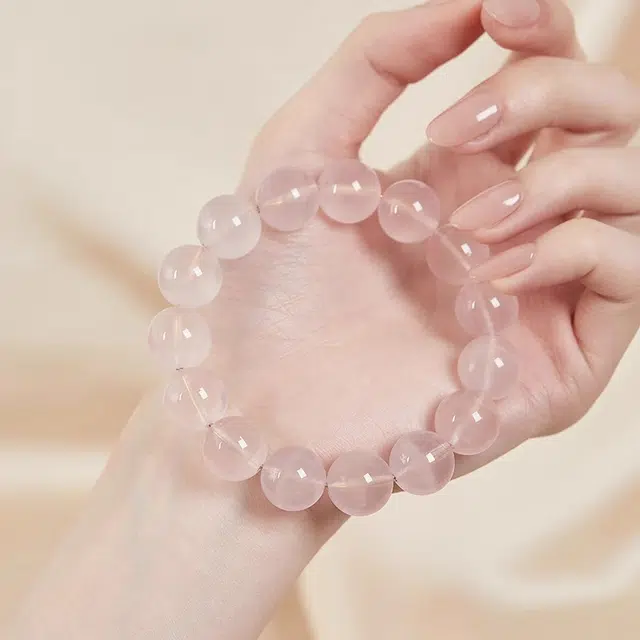 谧月珠宝 爱情之石 吸引正缘美满幸福桃花旺人缘心简约精致百搭桃花粉韵甜甜蜜蜜好运天然 粉水晶 手串 男女同款情侣款